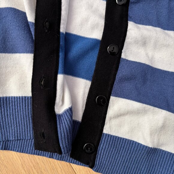 Compania Fantastica Striped Lightweight Cardian with Bow in Blue and White - Picture 5 of 8